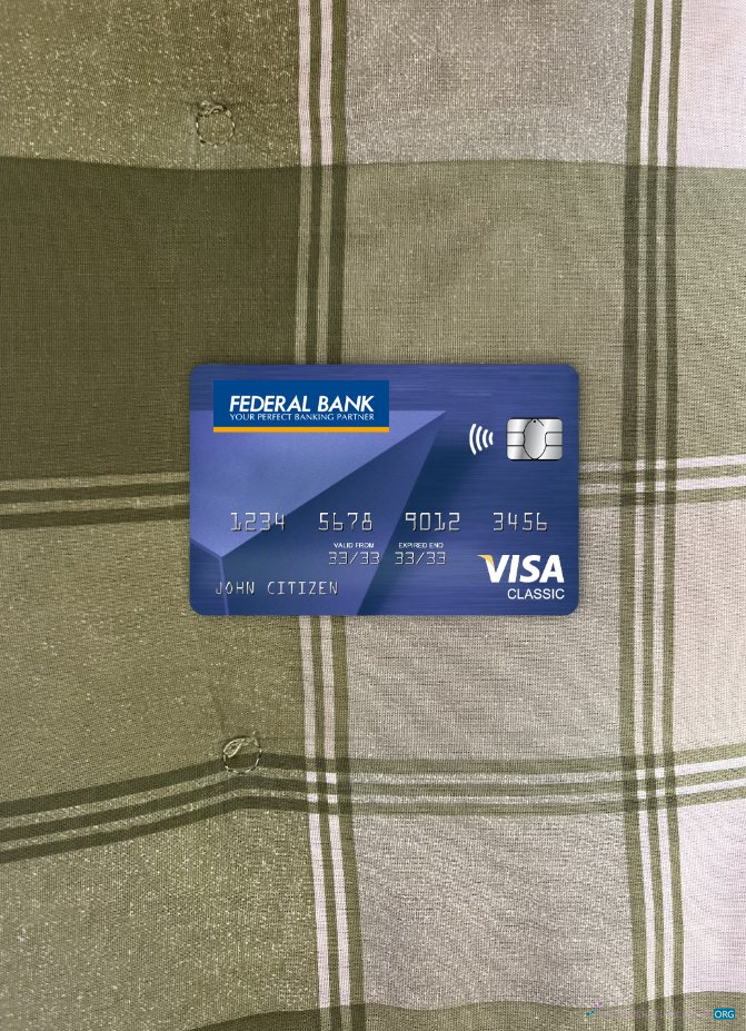 Download India Federal bank visa classic card photolook front Photoshop template